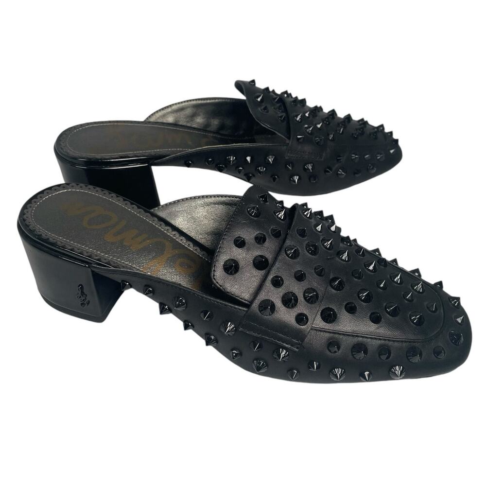 Sam Edelman Women's Studded Embellished Mule Loafer Heels size 7 Goth Black